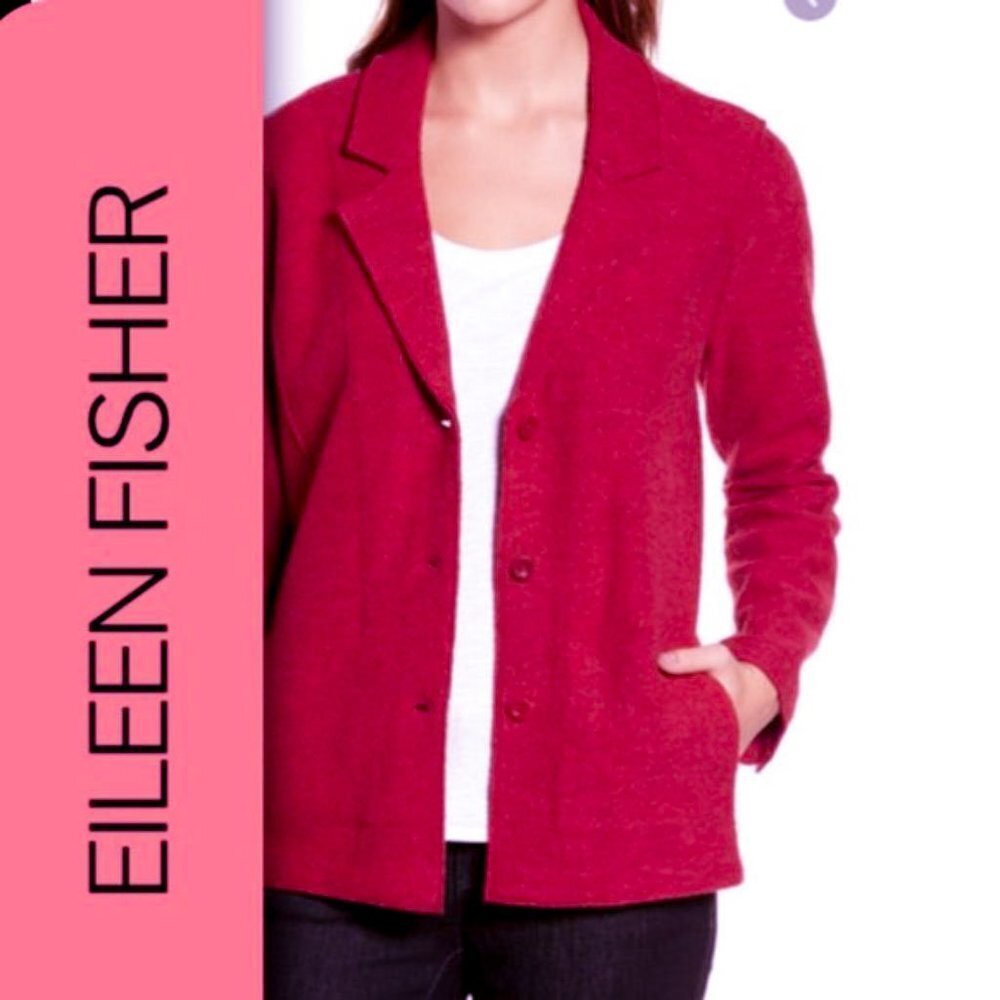 Eileen Fisher Boilded100% merino wool Cardigan Jacket Size Medium